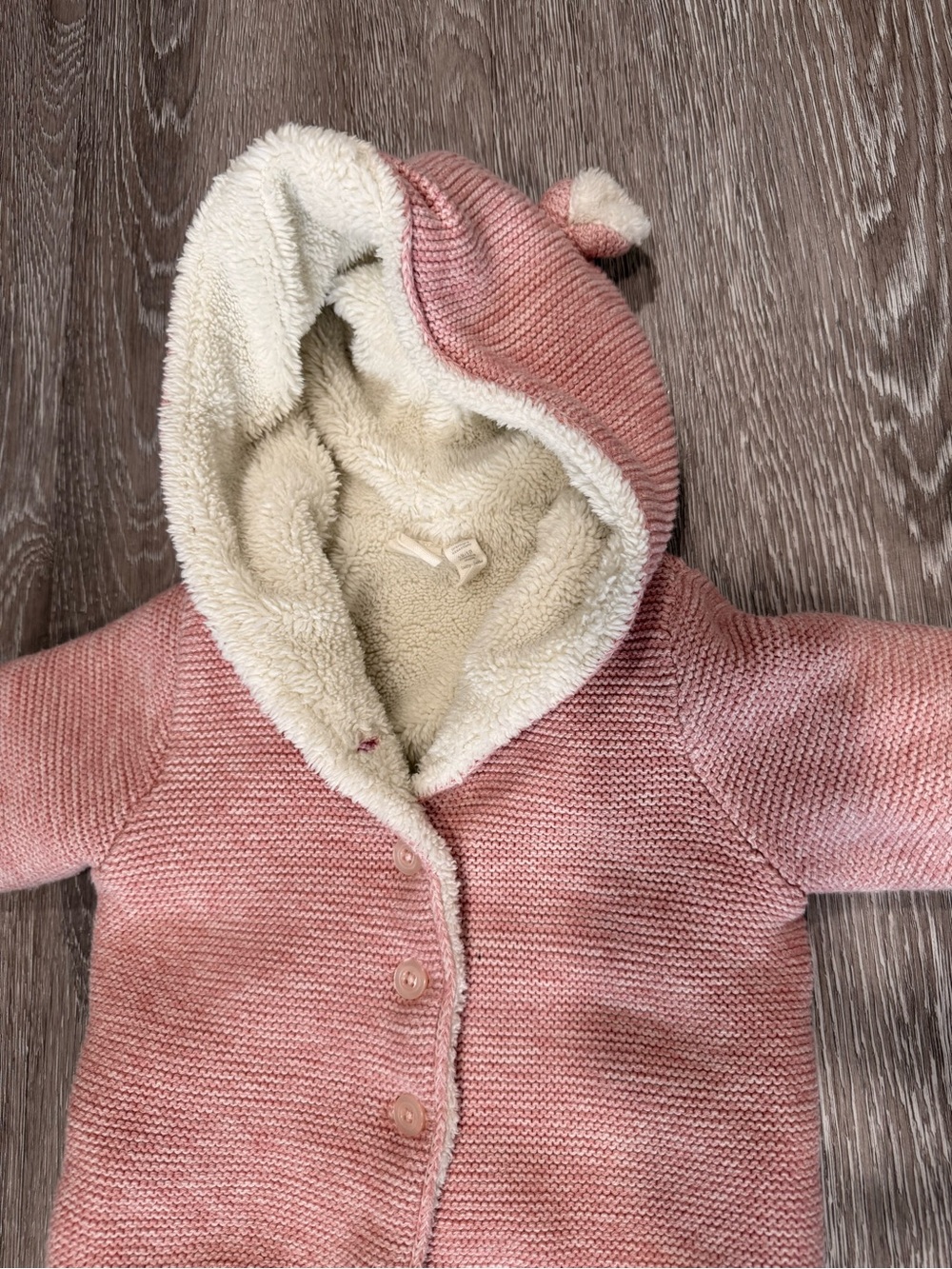 Cozy Pink baby gap hooded Baby Cardigan with Sherpa Lining